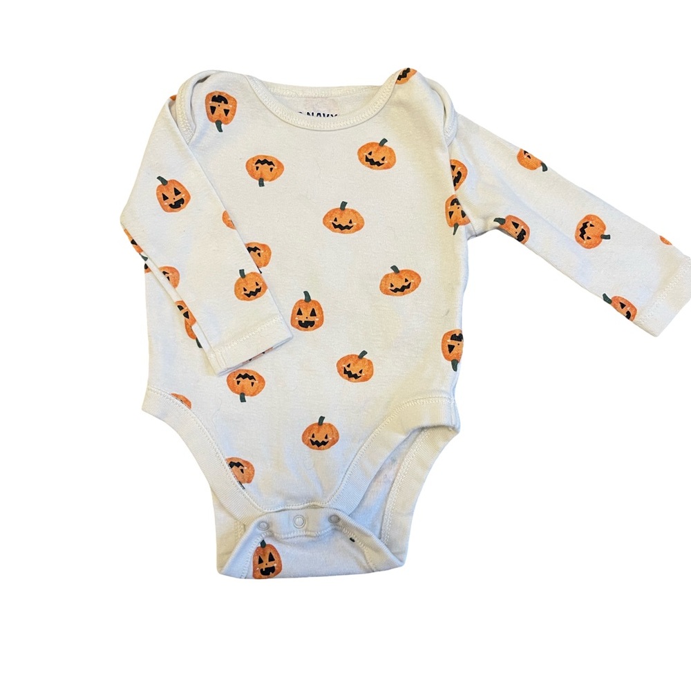 Old Navy White Bodysuit with Orange Pumpkin Print